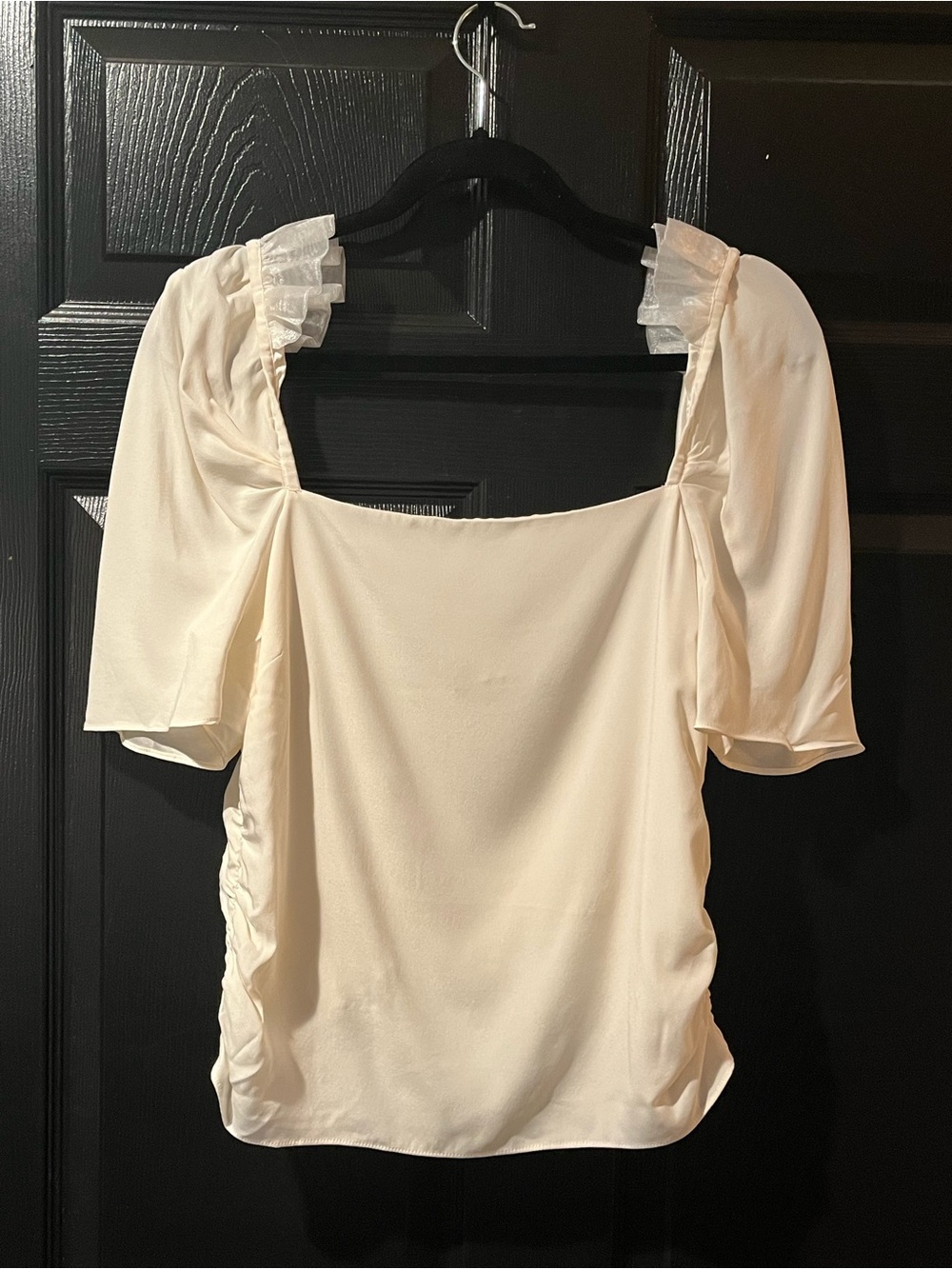 FRAME Silk Square-Neck Puff Sleeve Women's Top